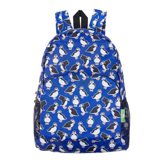 Blue Puffins Foldable Backpack by Eco Chic - B27BU