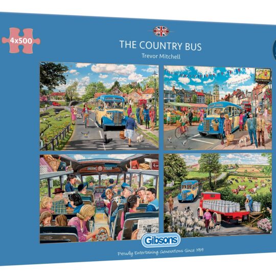 The Country Bus 4 x 500 Piece Jigsaw Puzzle by Gibsons - G5037