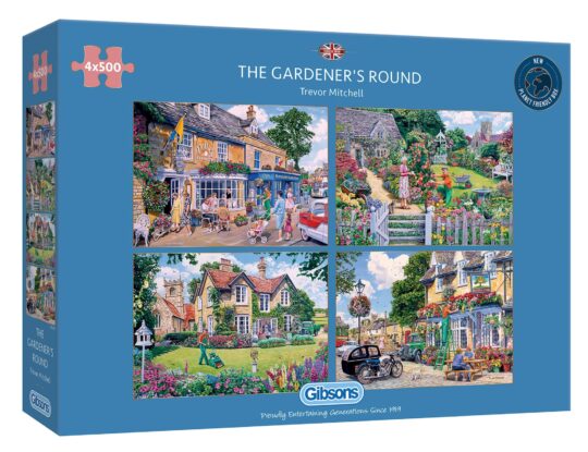 The Gardener's Round 4 x 500 Piece Jigsaw Puzzle by Gibsons - G5047