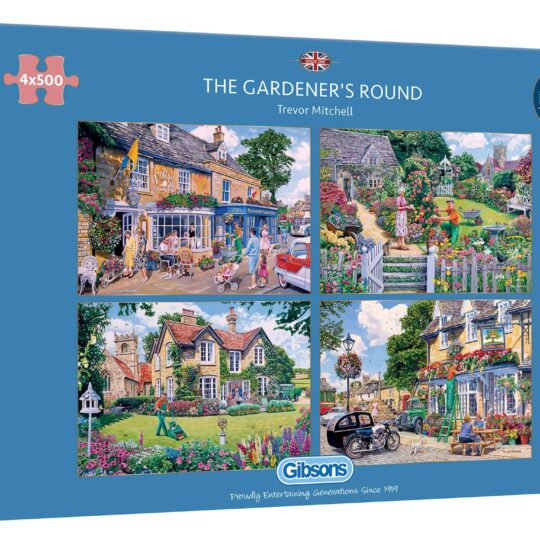 The Gardener's Round 4 x 500 Piece Jigsaw Puzzle by Gibsons - G5047