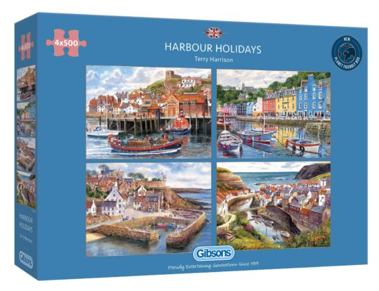 Harbour Holidays 4 x 500 Piece Jigsaw Puzzle by Gibsons - G5052