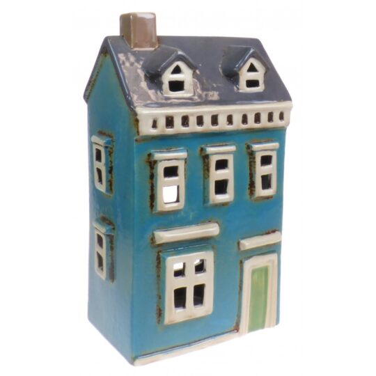 Ceramic Tea Light House (Turquoise Blue) by Quay Traders - 5721