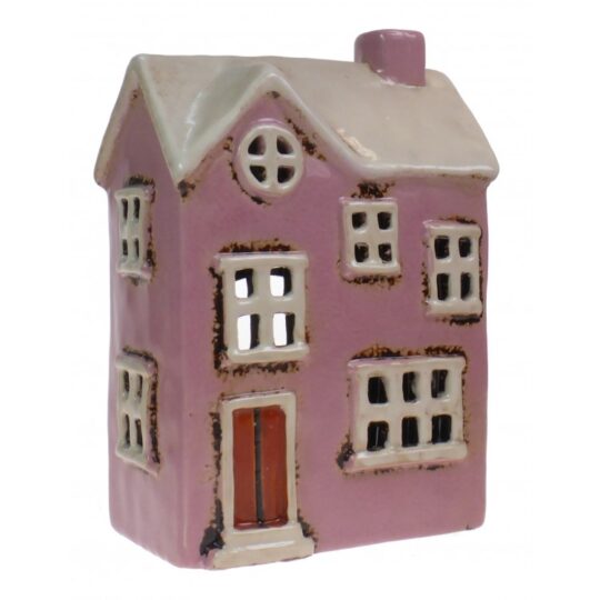 Ceramic Tea Light House (Pink) by Quay Traders - 5724