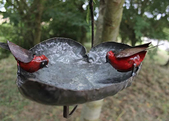 Hanging Leaf Bird Feeder Metal Garden Sculpture by Chi-Africa - BF002