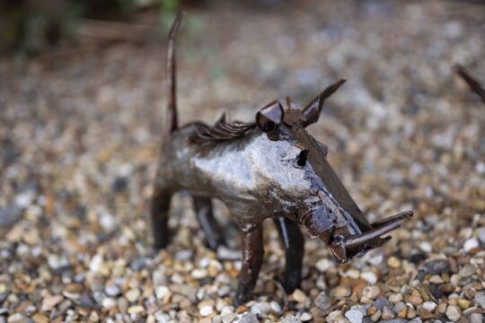 Small Warthog Metal Garden Sculpture by Chi-Africa - OW018