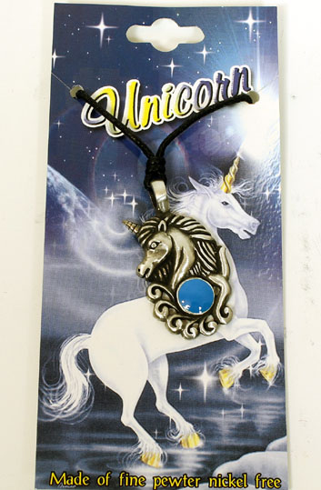 Pewter Unicorn White Dot Pendant by Western Counties - P1255