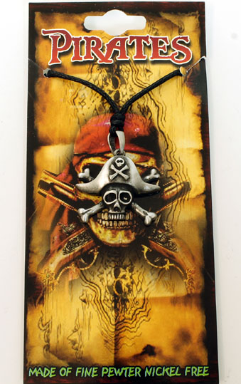Pewter Pirate Hat Skull & Bones Pendant by Western Counties - P1811