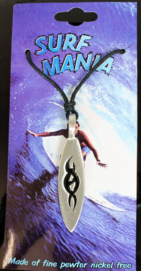 Pewter Tribal Surfboard Pendant by Western Counties - P333