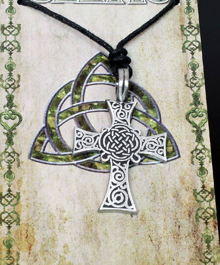 Pewter Detailed Celtic Cross Pendant by Western Counties - P566