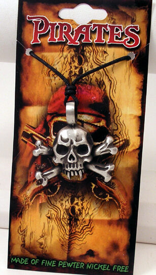Pewter Pirate Skull & Bones Pendant by Western Counties - P953