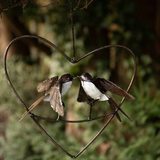 Love Heart Swallows Metal Garden Sculpture by Chi-Africa - SH010