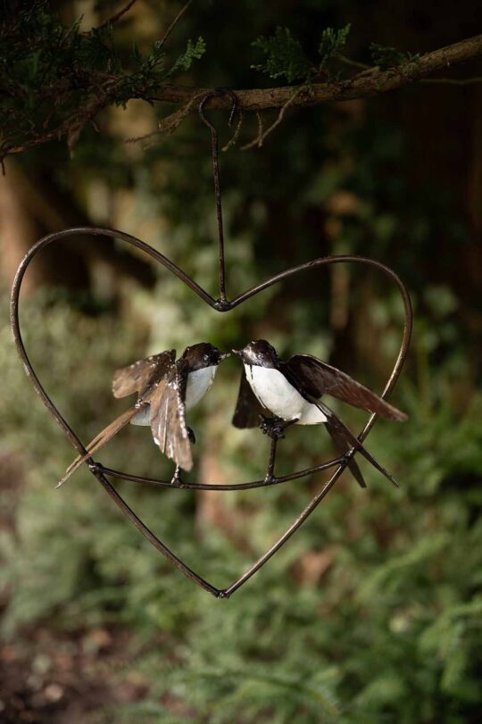Love Heart Swallows Metal Garden Sculpture by Chi-Africa - SH010