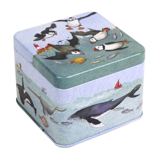 Diving Puffins Square Tin by Emma Ball - T195