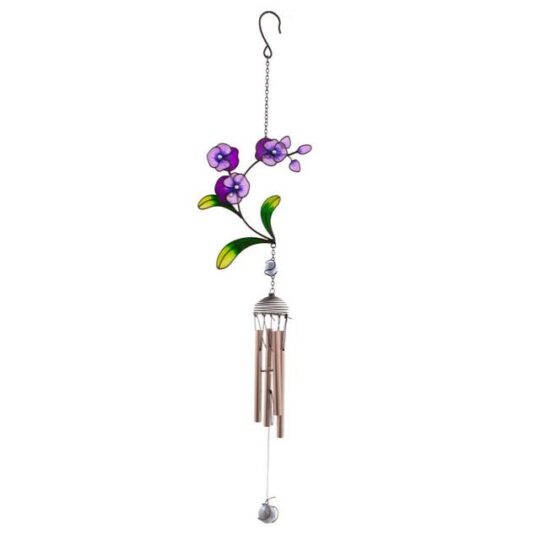 Purple Flower Glass Windchime by Jones Home & Gift - WC_43316
