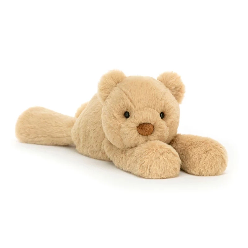 Front view of Jellycat Smudge Bear, featuring its honey-coloured fur and big plush paws.