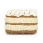 Rear view of the Jellycat Amuseable Milie Mille Feuille, focusing on its textured beige pastry and plush cream filling.