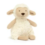 Front view of the Jellycat Lollie Lamb, showcasing its butter cream coat, praline face, and floppy ears.