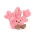 Front view of the Jellycat Amuseable Coral showing its bright pink fluffy branches and friendly face.