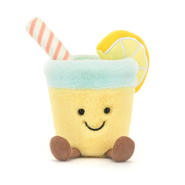 Alternative front view of the Jellycat Amuseable Lemonade featuring its cheerful expression and colourful detailing.