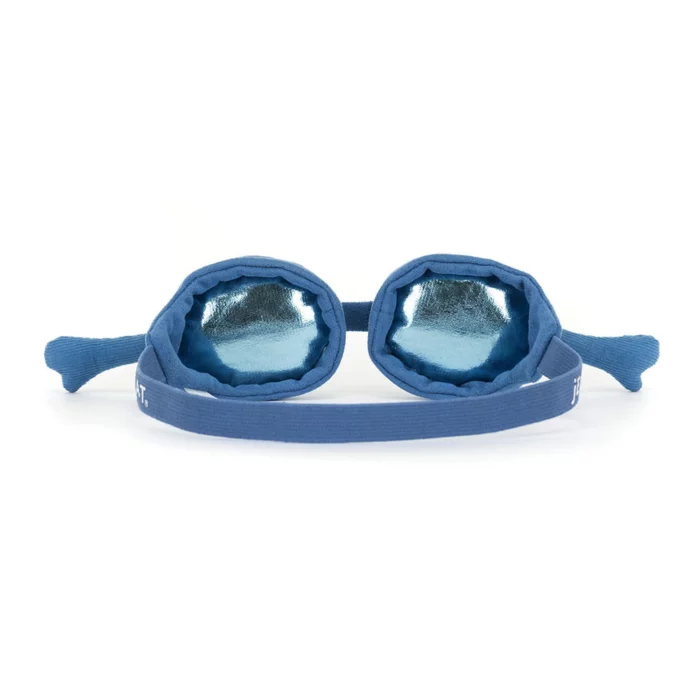 Rear view of the Jellycat Amuseable Sports Swimming Goggles highlighting the elasticated strap and soft padded lenses.