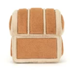 Rear view of the Jellycat Amuseable Treasure Chest highlighting the stitched wooden panel texture and plush shape.