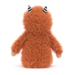 Rear view of Jellycat Pip Monster highlighting its plush ginger back and striped horns.