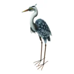 Front view of the Heron Metal Garden Ornament featuring detailed feathers, a curved neck, and realistic colouring.