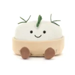 Alternative front view of Jellycat Amuseable Camembert with cordy legs and a friendly smile.