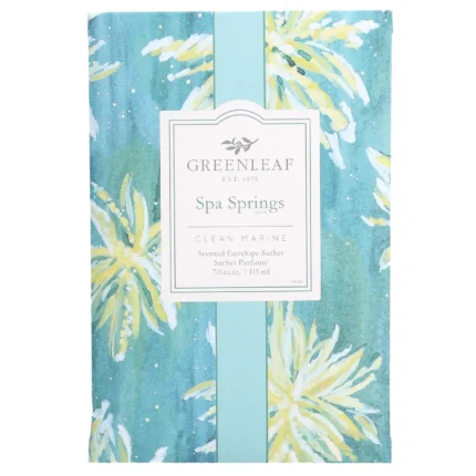 Front view of Greenleaf Spa Springs Scented Sachet on a white background.