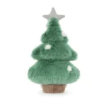 Rear view of Jellycat Amuseable Christmas Tree, showing the full green plush back and soft brown cordy base.