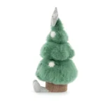 Side view of Jellycat Amuseable Christmas Tree, highlighting its tiered plush branches and silver feet.