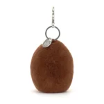 Rear view of Jellycat Amuseable Coffee Bean Bag Charm, highlighting the rounded plush back and soft brown fur.