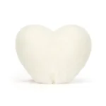 Rear view of Jellycat Amuseable Heart Boiled Egg, featuring the soft plush cream surface with no facial features visible.