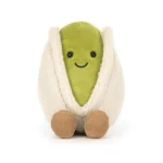 Alternative front view of Jellycat Amuseable Horatio Pistachio, with bright eyes, a happy smile, and a gentle upright pose.