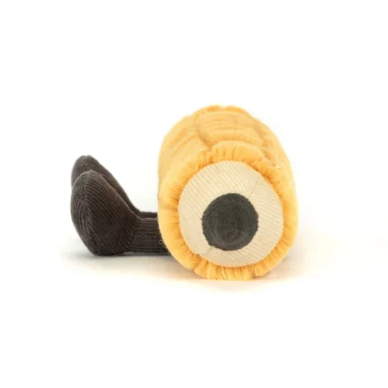 Side view of Jellycat Amuseable Pencil, highlighting the round plush pencil tip and cordy feet extending from the base.