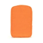 Rear view of Jellycat Amuseable Sardine Tin, highlighting the bright orange ribbed cord fabric and rectangular tin shape.