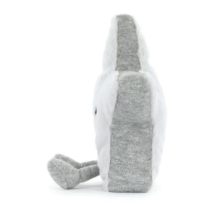 Side view of Jellycat Amuseable Silver Star, highlighting the star’s shimmering fabric and plump profile.