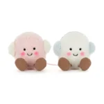 Alternative front view of Jellycat Amuseable Toastie Pink and White Marshmallows, showing both friends sitting side by side with sweet embroidered smiles.