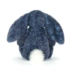 Rear view of Jellycat Bashful Hopscone Luxe Bunny, featuring the fluffy white tail and speckled back.