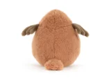 Rear view of Jellycat Plum Robin, displaying her fluffy brown back, wings, and stubby tail.