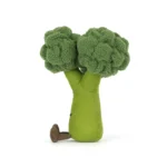 Side view of Jellycat Amuseable Broccoli showing soft stalk and round cordy feet.