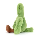 Side view of Jellycat Amuseable Siofra Shamrock showing soft green plush leaves and brown cordy legs.