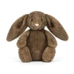 Alternative front view of Jellycat Bashful Hoppleston Luxe Bunny with floppy ears and rounded plush body.