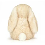 Rear view of Jellycat Bashful Springlowe Luxe Bunny featuring plush beige fur and a fluffy white tail.