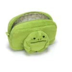 Open view of Jellycat Ricky Rain Frog Pouch revealing patterned fabric lining and spacious interior.