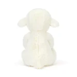 Rear view of Jellycat Skipson Lamb highlighting fuzzy cream tail and soft textured back.