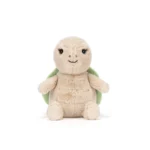 Alternative front view of Jellycat Thimble Turtle with arms open and a playful sitting pose.