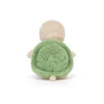 Rear view of Jellycat Thimble Turtle highlighting the plush green shell and tiny tail.