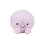 Alternative front view of Jellycat Amuseable May Macaron in lavender, showcasing its cheerful expression and soft pastel texture.