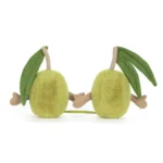 Rear view of Jellycat Amuseable Pair of Olives highlighting soft green plush backs and connecting stem detail.